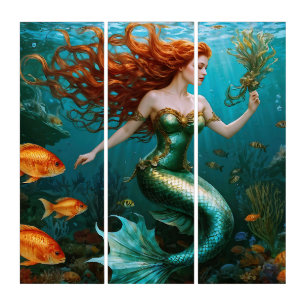 “Marielle” – Beautiful Dancing Mermaid Triptych