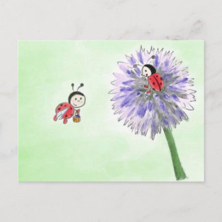 Marienkäfer Blumen Postkarte gruss Postcard