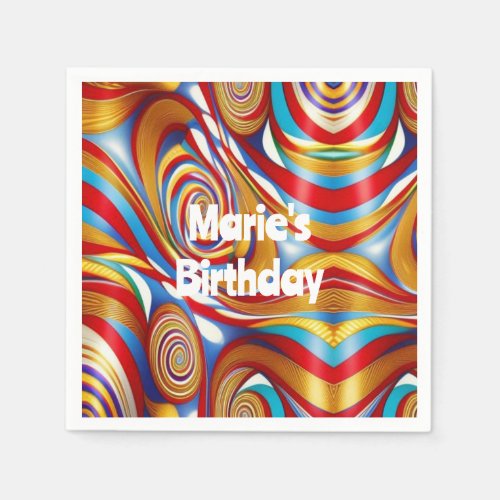 Maries Birthday Spirals Candy Cane Napkin