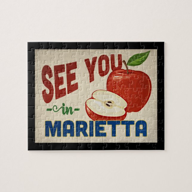 Marietta Georgia Apple - Vintage Travel Jigsaw Puzzle (Horizontal)