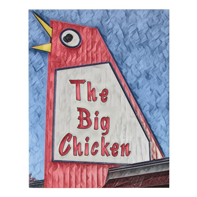Marietta Georgia Big Chicken restaurant painting Faux Canvas Print (Front)