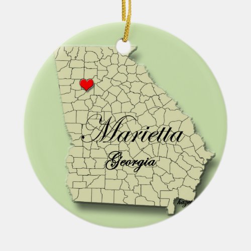 Marietta Georgia Map Christmas Ornaments