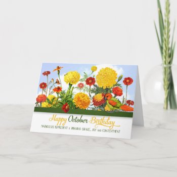 Marigold Birthday Garden For October Card by SalonOfArt at Zazzle