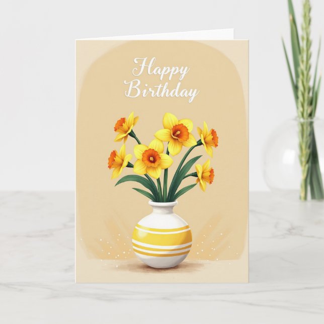 Marigold Birthday Vase Card (Front)