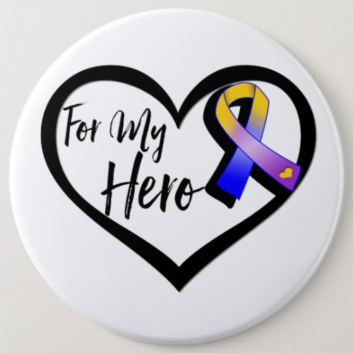 Marigold Blue and Purple Ribbon For My Hero Button