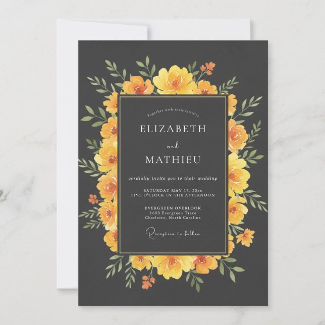 Marigold Bold Botanical Wedding Invitation (Front)