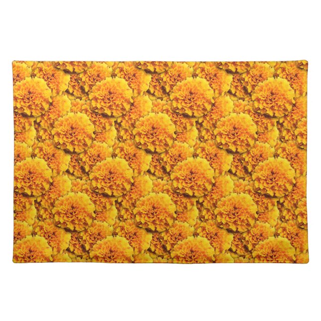 Marigold bouquet - golden orange cloth placemat (Front)
