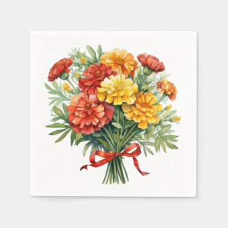 Marigold Bouquet Paper Napkins for Coctail & Party