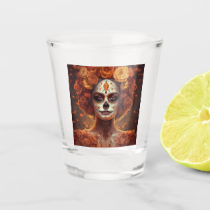 Marigold Catrina Día de los Muertos Shot Glass