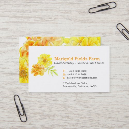 Marigold farmer  flower grower business cards