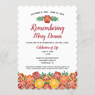 Marigold Floral Memorial Service Celebration Invitation