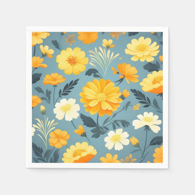 Marigold Floral Pattern Napkins (Front)