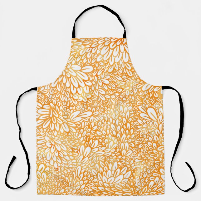 Marigold Floral: Simple Orange Pattern Apron (Front)