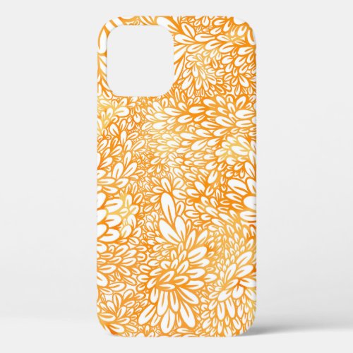 Marigold Floral Simple Orange Pattern iPhone 12 Case