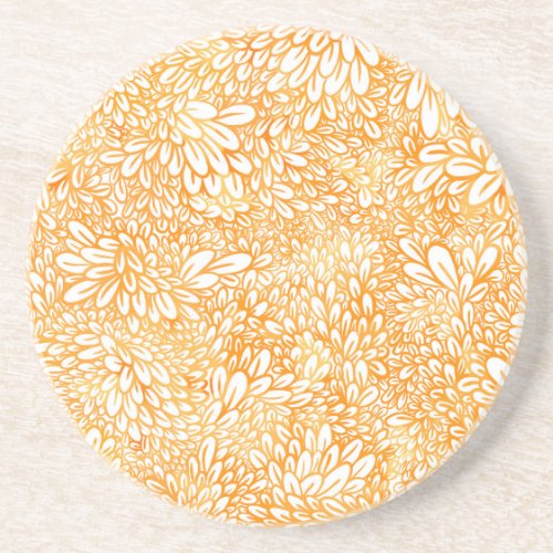 Marigold Floral Simple Orange Pattern Coaster