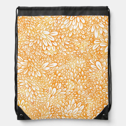 Marigold Floral Simple Orange Pattern Drawstring Bag