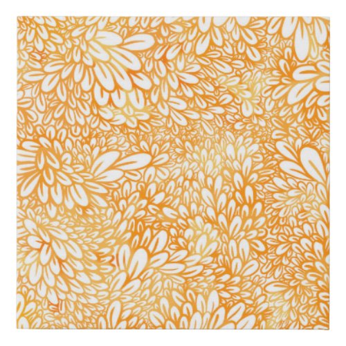 Marigold Floral Simple Orange Pattern Faux Canvas Print