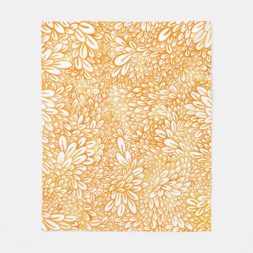 Marigold Floral Simple Orange Pattern Fleece Blanket