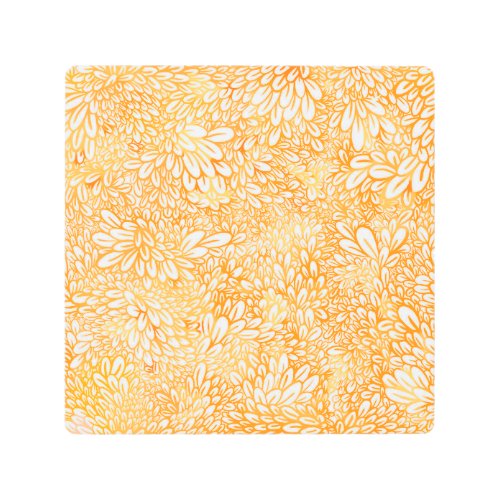 Marigold Floral Simple Orange Pattern Metal Print