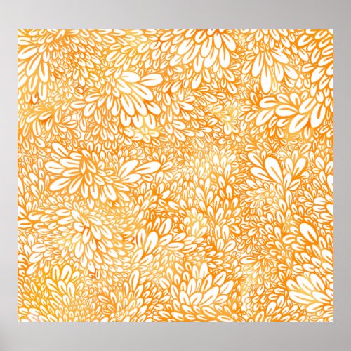 Marigold Floral Simple Orange Pattern Poster