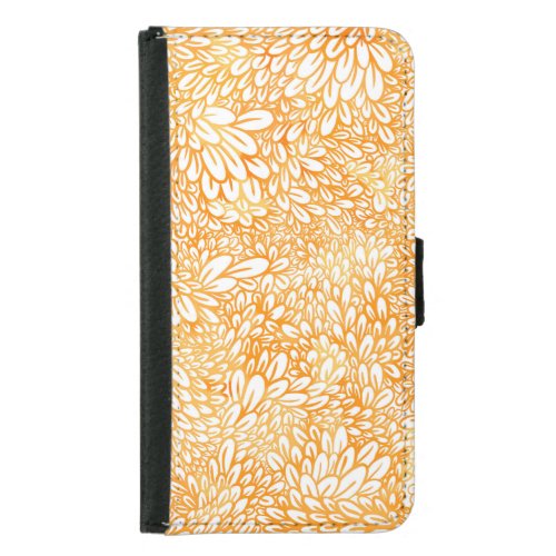 Marigold Floral Simple Orange Pattern Samsung Galaxy S5 Wallet Case