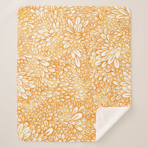 Marigold Floral Simple Orange Pattern Sherpa Blanket