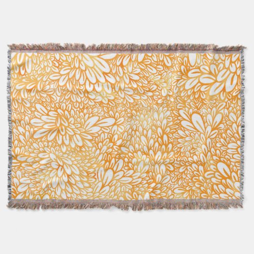Marigold Floral Simple Orange Pattern Throw Blanket