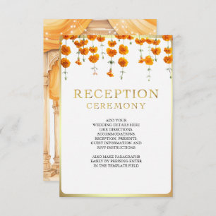 Marigold Floral South Indian Wedding Reception Enclosure Card