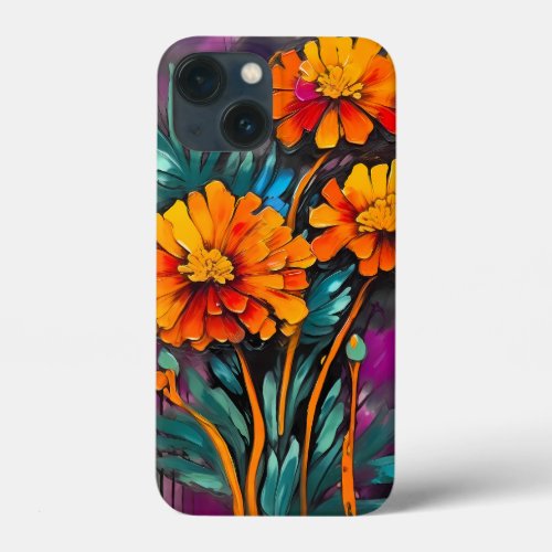 Marigold Flower Abstract Art Floral Colorful iPhone 13 Mini Case