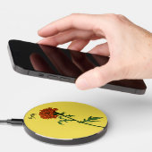 Marigold Flower Botanical Bloom Drawing Name Wireless Charger (Hand)