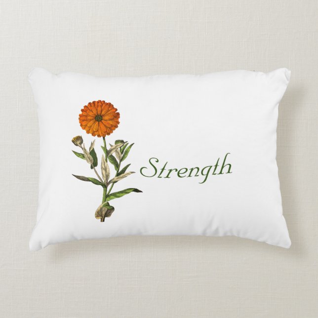 Marigold Flower Botanical Custom Pesonalized Accent Pillow (Front)