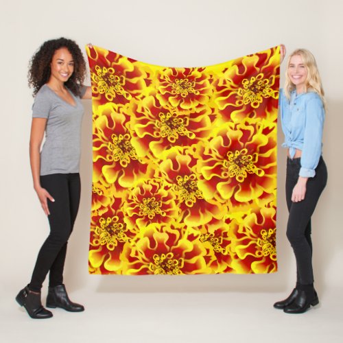 Marigold Flower Fleece Blanket