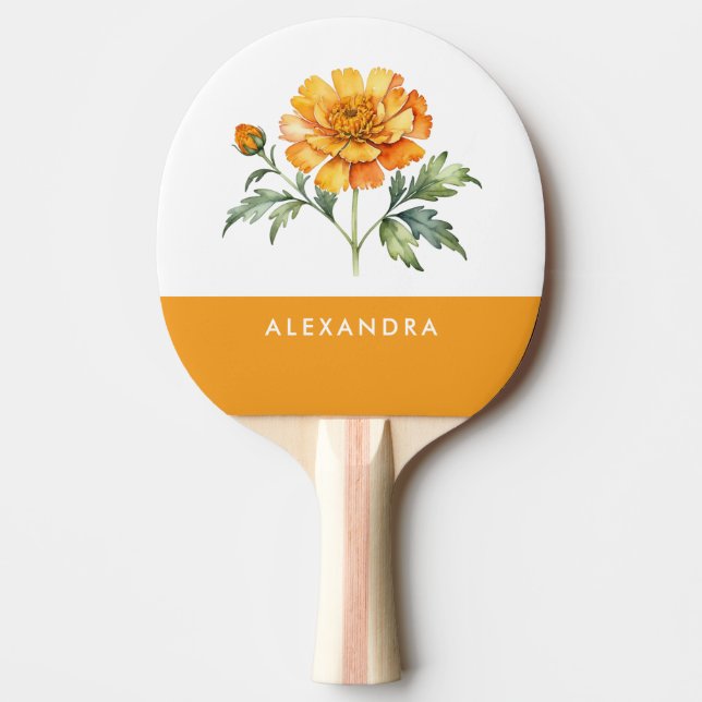 Marigold Flower Garden Lover Personalized Ping Pong Paddle (Front)