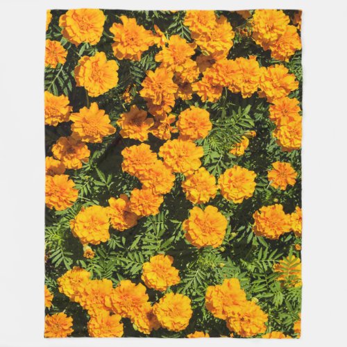 Marigold flower in blossoms  fleece blanket