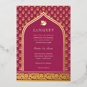 Marigold Flower Indian Floral Sangeet Gold Foil Invitation