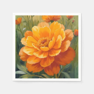Marigold Flower   Orange Watercolor Floral Painted Napkins