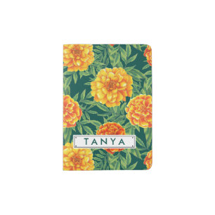 Marigold Flower Pattern Passport Holder