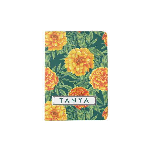 Marigold Flower Pattern Passport Holder (Front)