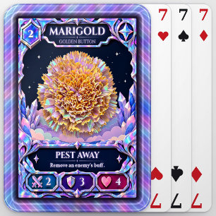 Marigold Flower, Rainbow Foil Art Poker Cards