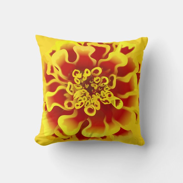 Marigold Flower Throw Pillow (Front)