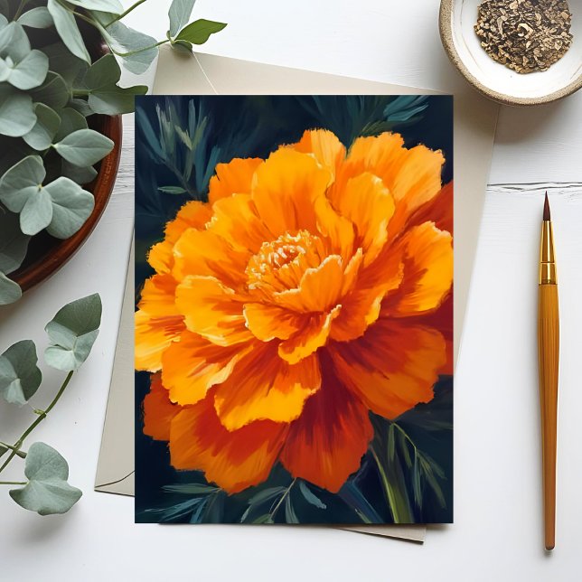 Marigold Flower | Watercolor Floral Painted Card (Creator Uploaded)