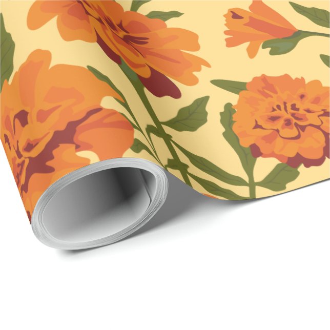 Marigold Flowers Pattern Wrapping Paper (Roll Corner)