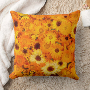 Marigold Flowers Throw Pillow