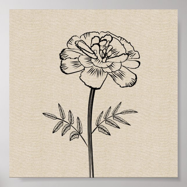 Marigold for October Flower  Poster (Front)