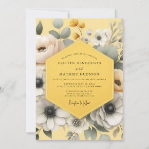 Marigold Grey Anemone Wedding Invitation