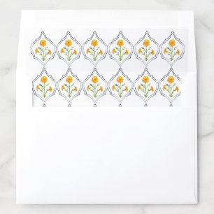 Marigold in Indigo trellis pattern Envelope liner