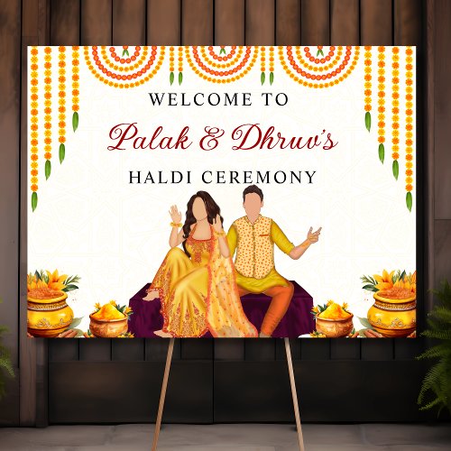 Marigold Joint Haldi ceremony welcome sign