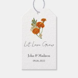 Marigold Let love grow wedding seed Gift Tags