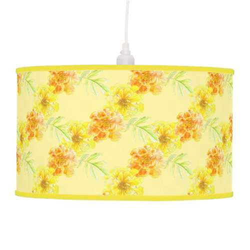 Marigold loose watercolor art yellow lamp shade
