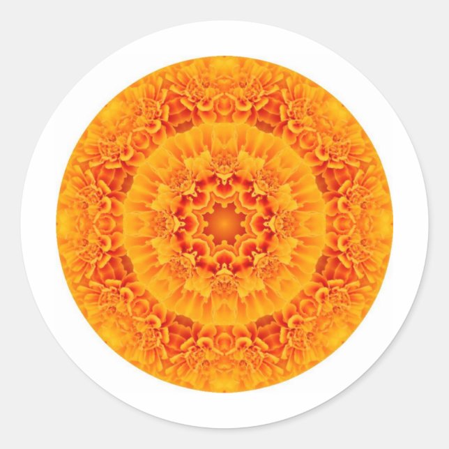 Marigold Mandala Classic Round Sticker (Front)